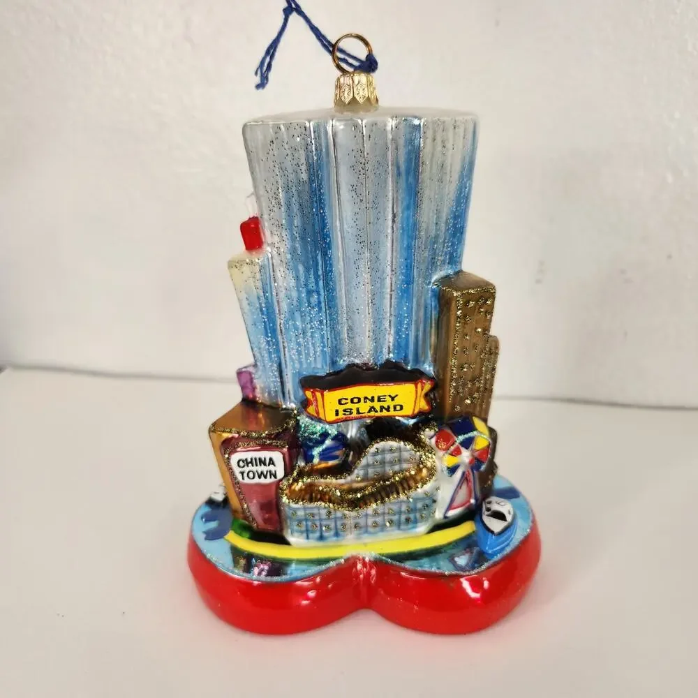 Joy to the Word Limited Edition Twin Towers Christmas Glass Ornament Hand Made